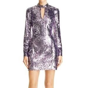NEW PARKER Lotus Purple Billy Long Sleeve Sequin Party Cocktail Bodycon Dress